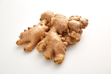 fresh ginger on white background