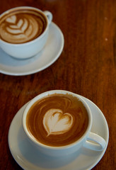 two cups of coffee in valentine's day