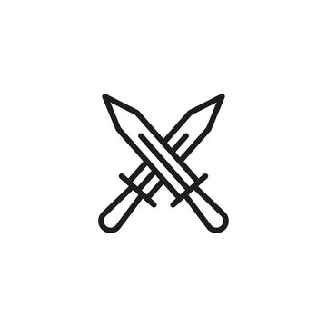 recommend clip art: Crossed swords line icon. Knife, crossed, two swords. War concept. Vector illustration can be used for topics like war, politics, crisis, world
