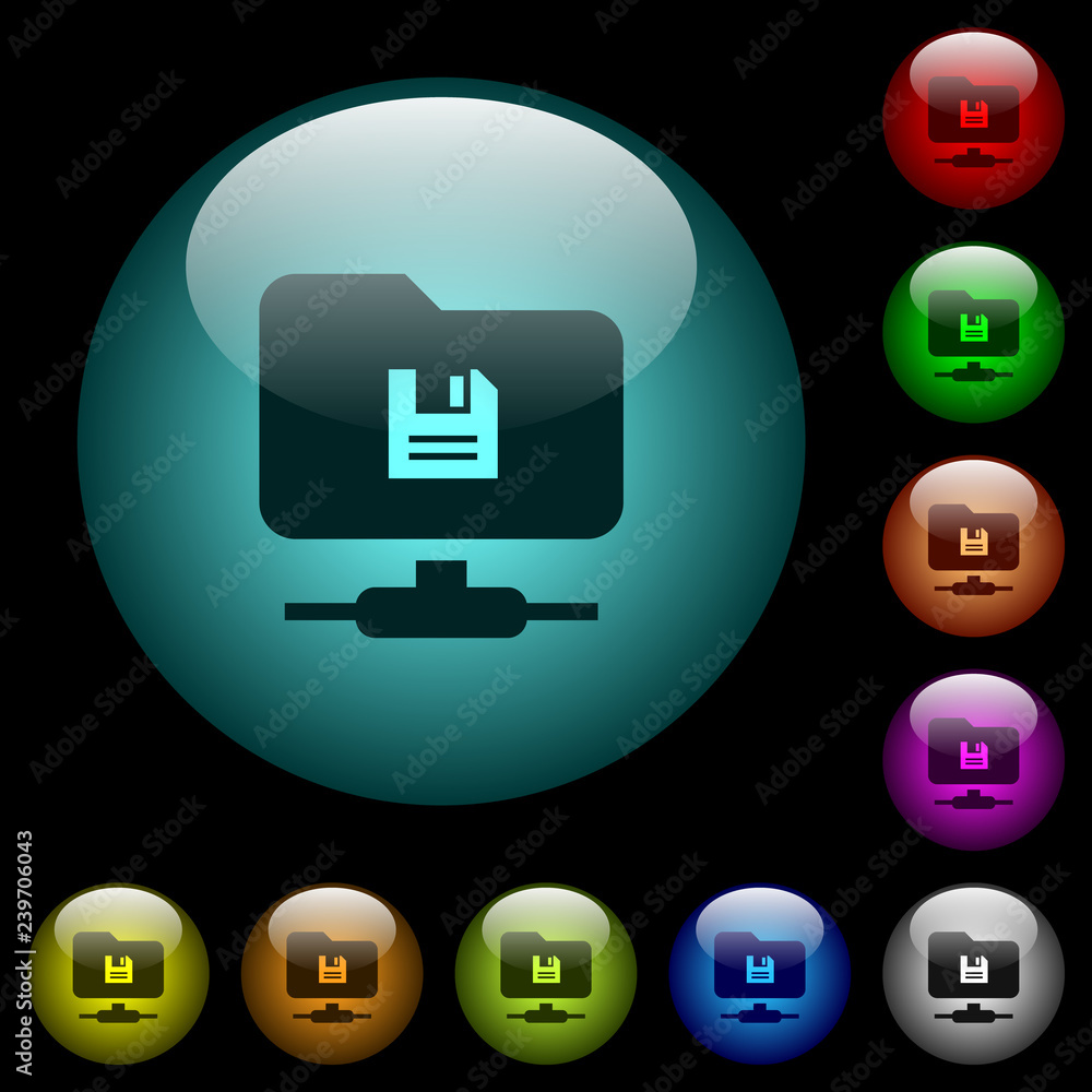 Poster ftp save icons in color illuminated glass buttons