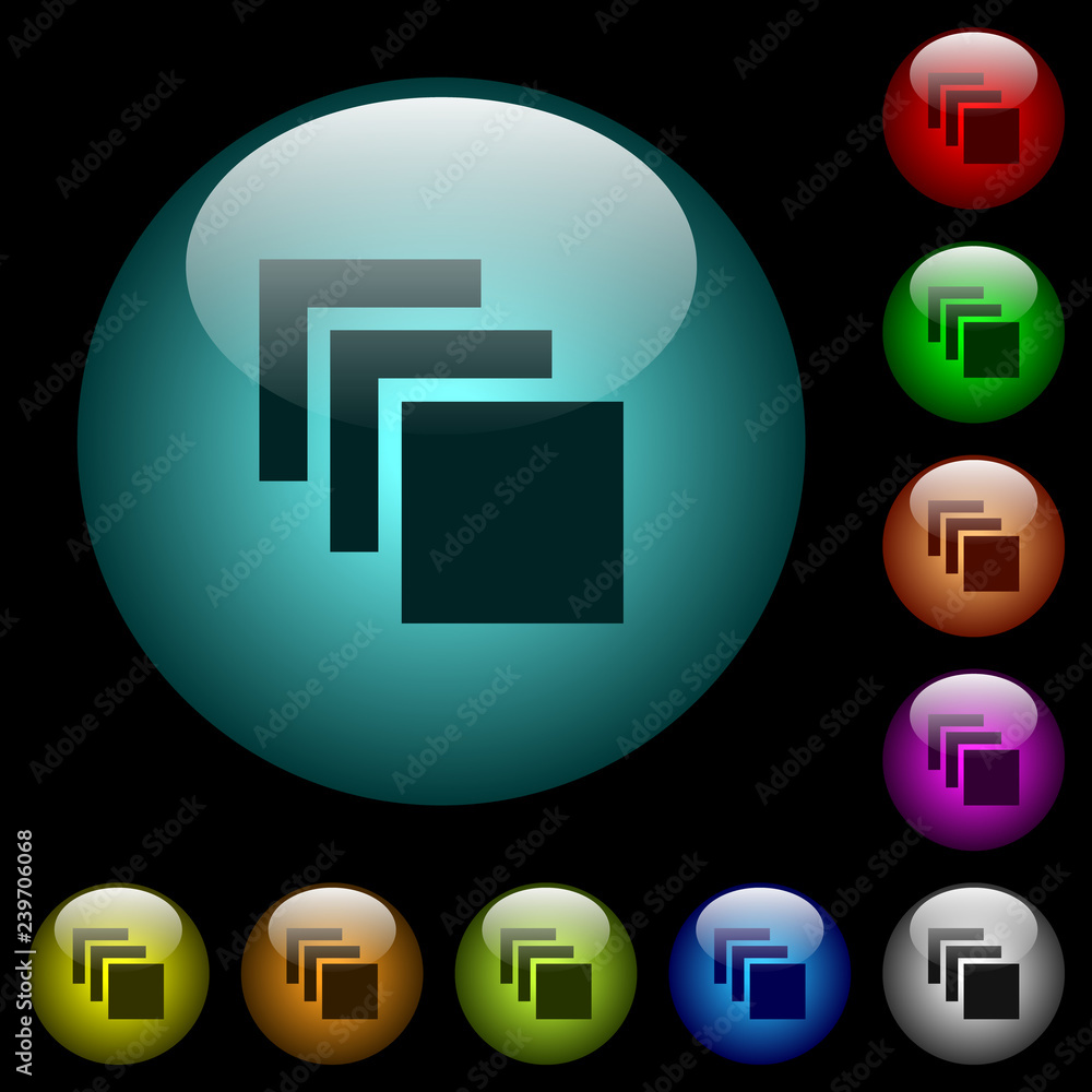 Poster multiple canvases icons in color illuminated glass buttons