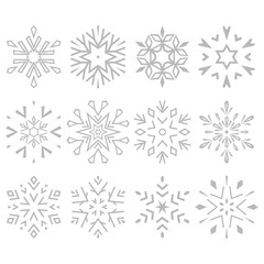 Snowflakes icon collection. Graphic modern grey ornament