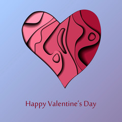 Valentine's day papercut postcard