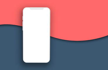 Modern smartphone background with blank white screen. 3D Rendering