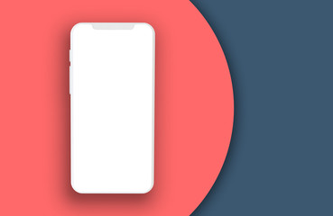 Modern smartphone background with blank white screen. 3D Rendering