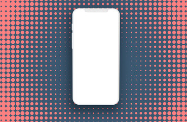 Modern smartphone background with blank white screen. 3D Rendering