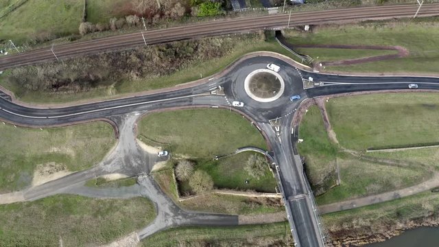 Aerial of a road junction in Langeais, France.
