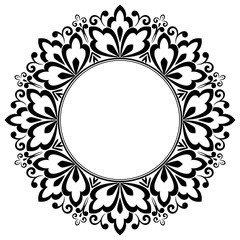 Decorative frame Elegant vector element for design in Eastern style, place for text. Floral black border. Lace illustration for invitations and greeting cards
