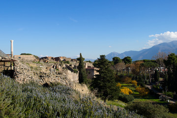 Pompeii is an ancient city buried in 79 AD. from the eruption of Vesuvius