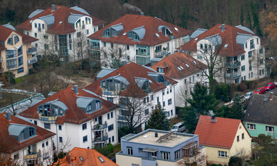 View from above on the residential development of an old part of town, which is today the suburb of...