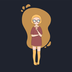 vector isolated illustration of girl chatting on smartphone