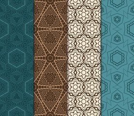 Seamless Set Geometric Floral Pattern. Vector Illustration. For Design, Wallpaper, Background