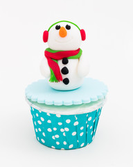 Christmas homemade cupcakes on white background