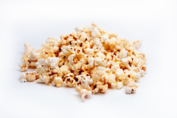 Group of popcorn on isolated white background.