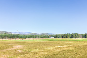 Rural West Virginia scenery with Green Bank radio Telescope in distance and farm agriculture countryside in WV autumn