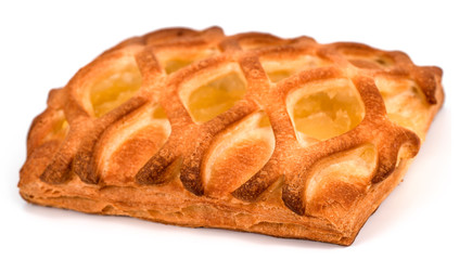 homemade puff with pineapple on white background