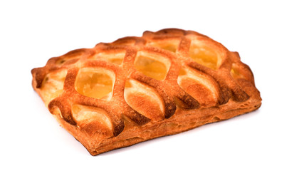 homemade puff with pineapple on white background