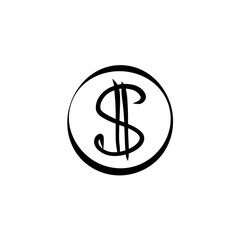 Obraz premium Dollar sign sketch, drawing by