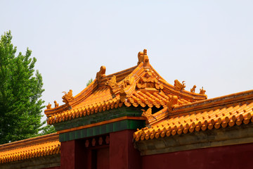 Chinese ancient architectural landscape, Yellow glazed tile roof
