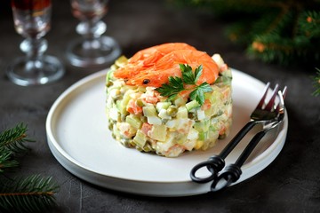 Traditional Russian salad 
