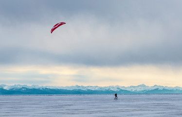 kite surfing on the ice