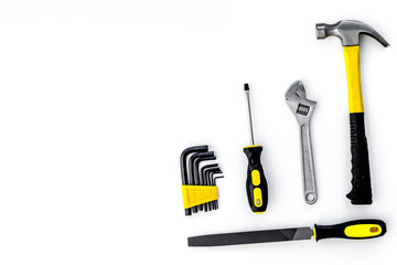 Tools for repairing top view on white background