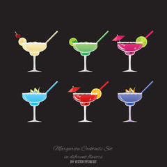 Margarita banana,  strawberry  and Blueberry , Fresh Blackberry Margarita cocktail, Margarita  classic  and Moonlight vector set for web and print