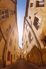 Narrow small street in Nancy downtown, France