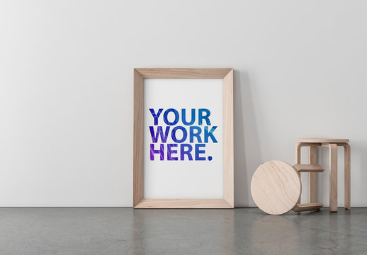Wooden Framed Print Mockup