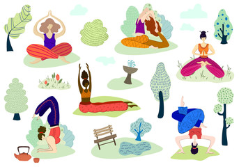 Yoga girls vector Set