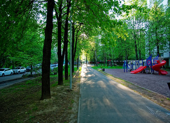 sunlight on the Playground in the early morning