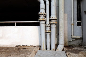 drainage metal pipes, metal pipe for waste water dirty, drainage pipes iron at wall