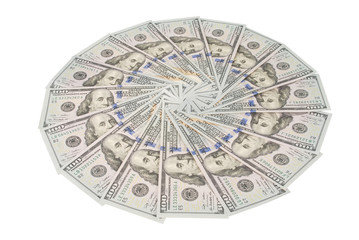 Mandala kaleidoscope from money. Abstract money background raster pattern repeat mandala circle.