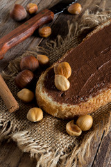 Fototapeta na wymiar slice of bread with chocolate spread