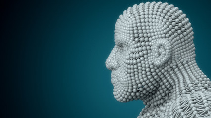 3d render. Head Human shattered portrait