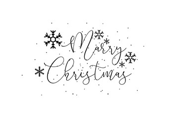 Merry Christmas phrase. Holiday lettering. Ink illustration. Modern brush calligraphy. Isolated on white background.