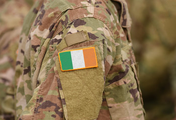 Flag of Ireland on soldiers arm (collage).