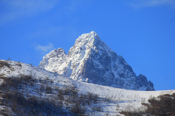 Fototapeta premium panorama of mountain with snow in Italy in winter