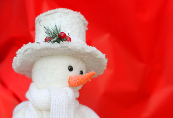 snowman on a red background