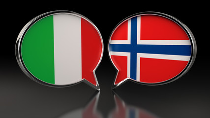 Obraz premium Italy and Norway flags with Speech Bubbles. 3D illustration