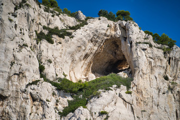 Calanques National Park, France: stone wall along the Mediterranean coast