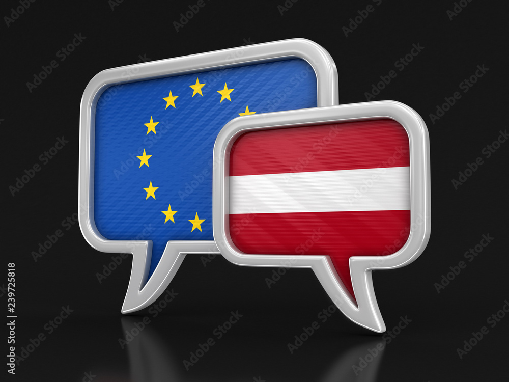 Poster speech bubbles with flags. image with clipping path