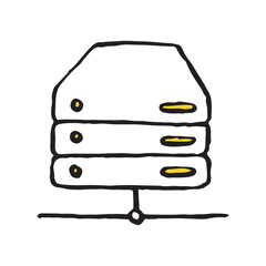 Database storage doodle icon