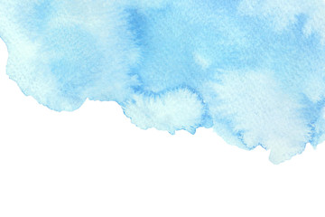 Watercolor abstract hand drawn artistic blue brush stroke isolated on white background