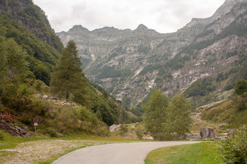 Water Fall and Small River in the Swiss Alps during Cloudy Day