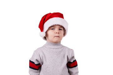 Little boy in santa hat