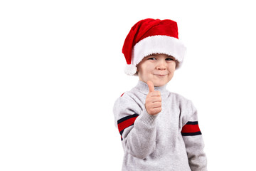 Little boy in santa hat