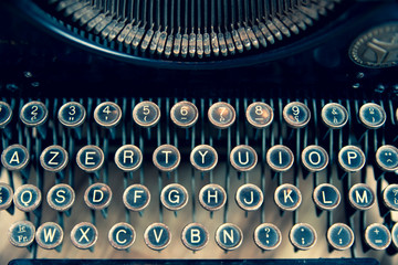  Detail of the keys of an old typewriter in a retro style