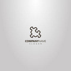 black and white simple line art vector outline logo of puzzle detail