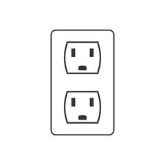 Power electrical socket icon. Vector illustration, flat design.